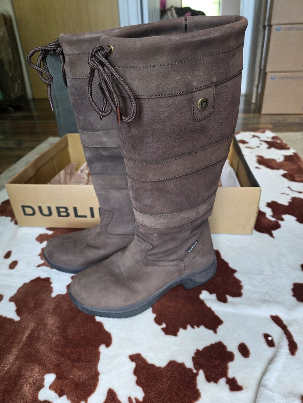 Dublin River Boots III chocolate Ladies size 9.5 Reg Calf Leather New Tried On
